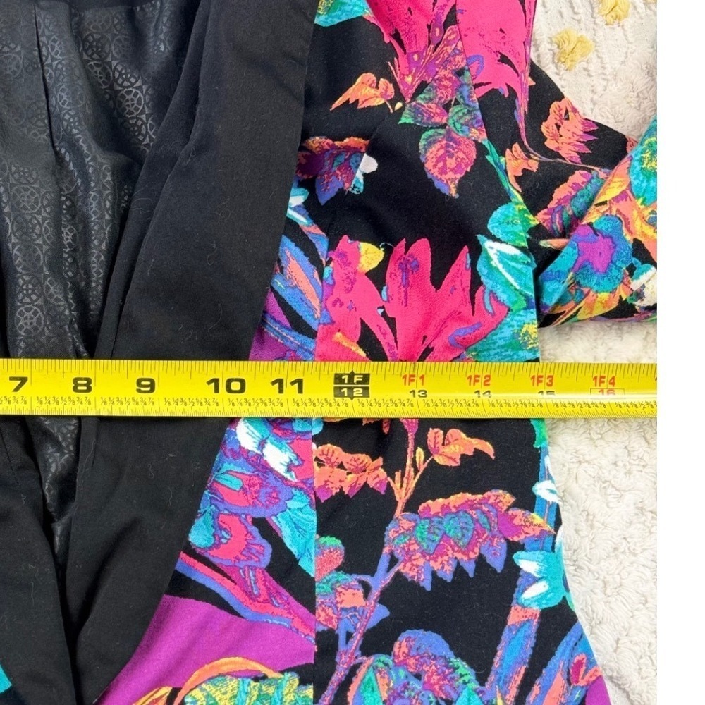 Nicole Miller Colorful Floral Blazer XS Black Tropical Print Party Jacket - Picture 5 of 10
